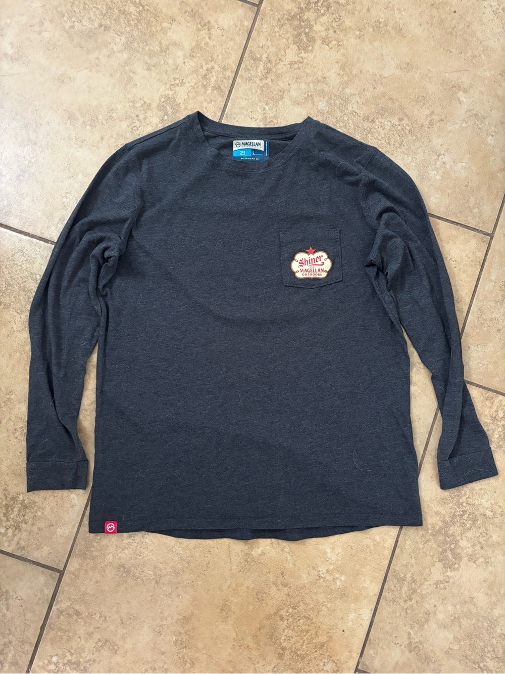 Magellan Outdoors Shiner Bock Long Sleeve Pocket Tee with Patch